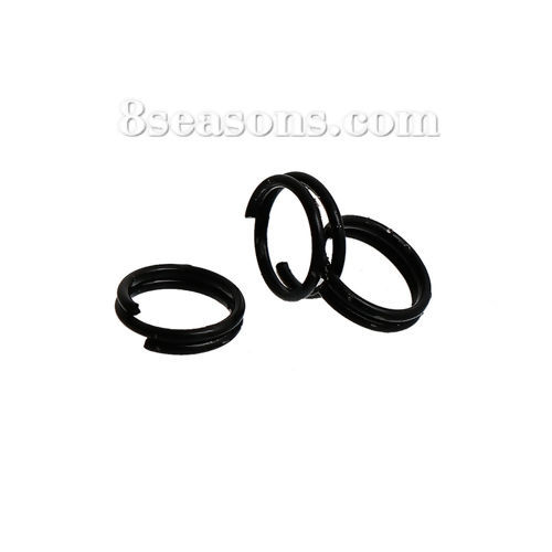 Imagen de 500 Unidades 6mm Diámetro, 0.6mm(23 gauge) Hierro Doble Abierto Argollas Negro Ronda