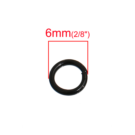 Picture of 500 PCs 6mm Dia., 1mm(18 gauge) Iron Based Alloy Open Jump Rings Findings For Jewelry Making Black Round