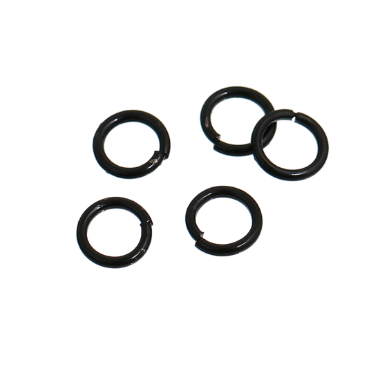 Picture of 500 PCs 6mm Dia., 1mm(18 gauge) Iron Based Alloy Open Jump Rings Findings For Jewelry Making Black Round