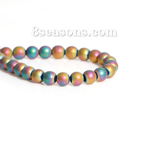Picture of Hematite Beads Round Multicolor About 6mm( 2/8") Dia, Hole: Approx 1mm, 40.3cm(15 7/8") long, 1 Strand (Approx 69 PCs/Strand)