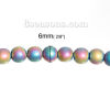 Image de Perles en Hématite Rond Multicolore 6mm Dia, Taille de Trou: 1mm, 40.3cm long, 1 Enfilade (Env. 69 PCs/Enfilade)