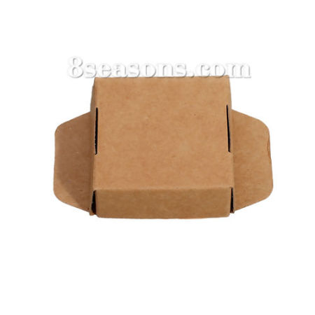 Paper Jewelry Gift Flower Wrapping Square Brown (Folding Size: 5cmx5cmx2cm) 16cm(6 2/8") x 13.3cm(5 2/8") , 20 PCs