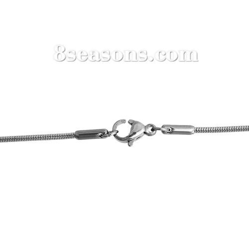 Picture of Stainless Steel Snake Chain Necklace Silver Tone 42cm(16 4/8") long, Chain Size: 1.3mm, 1 Piece