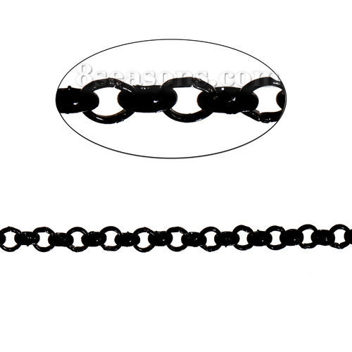 Picture of Iron Based Alloy Link Rolo Chain Findings Black 2.9mm( 1/8") Dia, 5 M