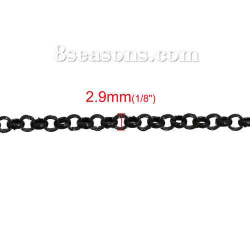 Picture of Iron Based Alloy Link Rolo Chain Findings Black 2.9mm( 1/8") Dia, 5 M