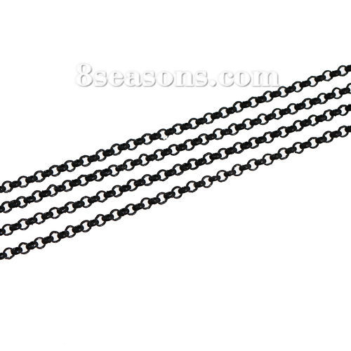 Picture of Iron Based Alloy Link Rolo Chain Findings Black 2.9mm( 1/8") Dia, 5 M