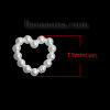 Picture of Acrylic Imitation Pearl (Pearlised On Double Side) Embellishments Findings Heart Ivory Hollow 11mm( 3/8") x 11mm( 3/8"), 300 PCs
