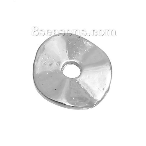 Picture of Zinc Based Alloy Wavy Spacer Beads Silver Tone About 6mm Dia, Hole: Approx 1.2mm, 50 PCs