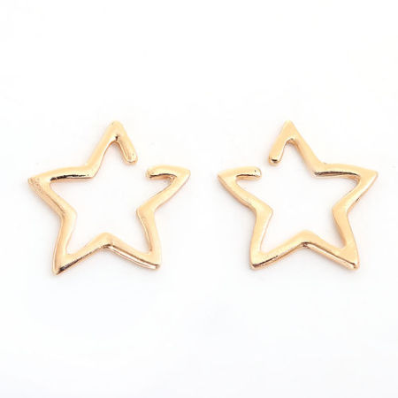 Ear Cuffs Clip Wrap Earrings Gold Plated Pentagram Star Hollow 22mm( 7/8") x 21mm( 7/8"), 1 Piece