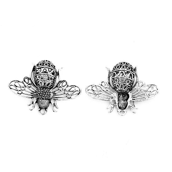 Immagine di Lega di Zinco Ciondoli Ape Argento Antico Filigrana 51mm x 39mm , 1 Pz