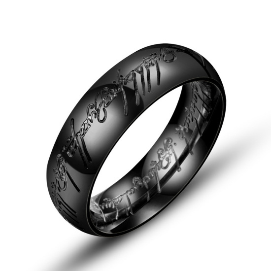 Imagen de Titanio Acero No Ajustable Anillos Plata Antigua " Mensaje " 19.8mm (US Size 10), 1 Unidad