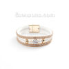 Picture of Velvet & Acrylic Bangles Bracelets Gold Plated White Imitation Pearl Clear Rhinestone 19.5cm(7 5/8") long, 1 Piece