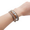 Picture of Velvet & Acrylic Bangles Bracelets Gold Plated White Imitation Pearl Clear Rhinestone 19.5cm(7 5/8") long, 1 Piece