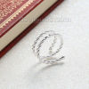 Picture of Brass Cable Twisted Open Rings Silver Plated Spiral 14.9mm( 5/8")(US Size 4), 1 Piece                                                                                                                                                                         