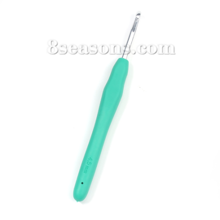 4.5mm TPR Aluminum Crochet Hooks Green 13.9cm(5 4/8") long, 2 PCs