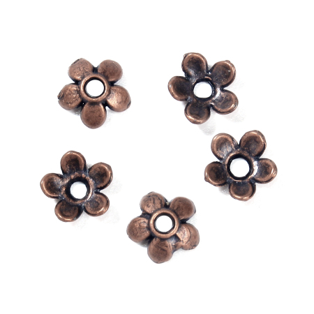 Immagine di Lega di Zinco Coppette Copriperla Fiore Ossido di Rame (Addetti 6mm Perline) 6mm x 6mm, 500 Pz