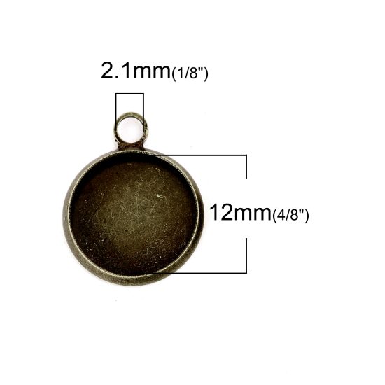 Picture of Brass Charms Round Antique Bronze Cabochon Settings (Fits 12mm Dia.) 18mm( 6/8") x 14mm( 4/8"), 20 PCs                                                                                                                                                        