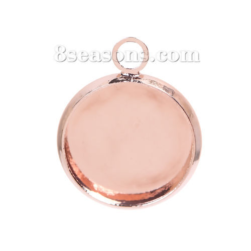 Picture of Brass Charms Round Rose Gold Cabochon Settings (Fits 12mm Dia.) 18mm( 6/8") x 14mm( 4/8"), 20 PCs                                                                                                                                                             