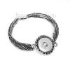Picture of Snap Button Bangles Bracelets Fit 18mm/20mm Snap Buttons Antique Silver Color Round 21cm(8 2/8") long, Hole Size: 6mm( 2/8"), 1 Piece