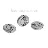 Picture of Zinc Based Alloy Spacer Beads Round Antique Silver Color Star Moon About 15mm Dia, Hole: Approx 1.7mm, 5 PCs