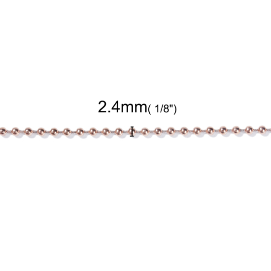 Image de Colliers de Chaînes en Acier Inoxydable Or Rose Chaîne Maille Bille 75.5cm long, Taille de chaînon: 2.4mm, 1 Pièce
