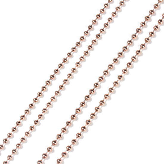 Image de Colliers de Chaînes en Acier Inoxydable Or Rose Chaîne Maille Bille 75.5cm long, Taille de chaînon: 2.4mm, 1 Pièce