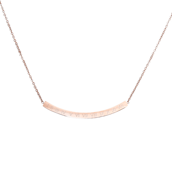 Image de Colliers en 304 Acier Inoxydable Arc Chiffres Or Rose 48cm long, 1 Pièce