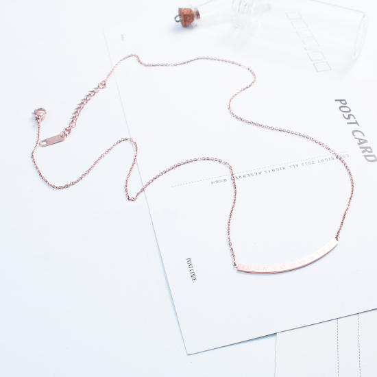 Image de Colliers en 304 Acier Inoxydable Arc Chiffres Or Rose 48cm long, 1 Pièce