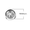 Picture of Zinc Based Alloy Slide Beads Flat Round Antique Silver Color Cabochon Settings (Fits 12mm Dia.) About 14mm Dia, Hole:Approx 8mm x 2mm (Fits 8mm x 2mm Cord), 10 PCs