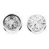 Picture of Zinc Based Alloy Slide Beads Flat Round Antique Silver Color Cabochon Settings (Fits 12mm Dia.) About 14mm Dia, Hole:Approx 8mm x 2mm (Fits 8mm x 2mm Cord), 10 PCs