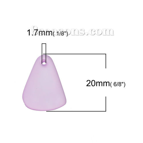 Picture of Resin Sea Glass Charms Triangle Purple Frosted 20mm( 6/8") x 15mm( 5/8"), 5 PCs