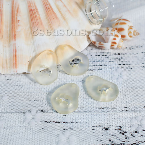 Picture of Resin Sea Glass Charms Elephant Animal Drop Yellow Frosted 25mm x18mm(1" x 6/8") - 24mm x18mm(1" x 6/8"), 5 PCs