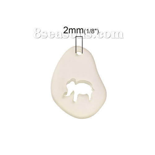 Picture of Resin Sea Glass Charms Elephant Animal Drop Yellow Frosted 25mm x18mm(1" x 6/8") - 24mm x18mm(1" x 6/8"), 5 PCs