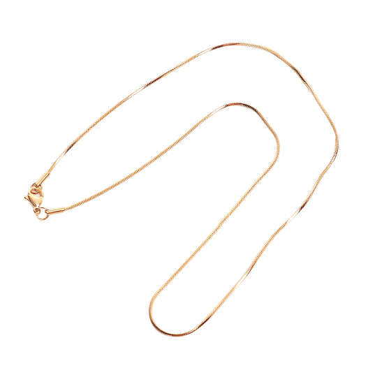 Picture of 1 Piece Eco-friendly Simple Gold Plated 304 Stainless Steel Snake Chain Necklace Unisex 46cm(18.1") long, Chain Size: 1.1mm