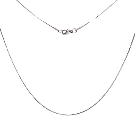 Picture of 304 Stainless Steel Snake Chain Necklace Silver Tone 45.5cm(17 7/8") long, Chain Size: 1mm, 1 Piece