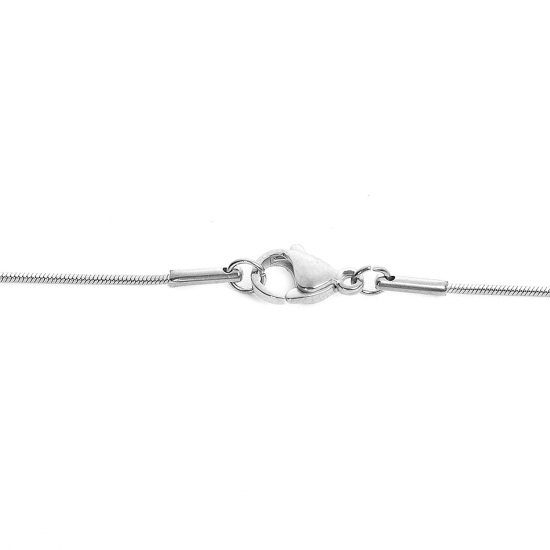 Picture of 304 Stainless Steel Snake Chain Necklace Silver Tone 45.5cm(17 7/8") long, Chain Size: 1mm, 1 Piece