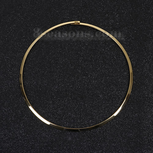 Picture of 304 Stainless Steel Collar Neck Ring Necklace Gold Plated Can Open 45.5cm(17 7/8") long, 1 Piece