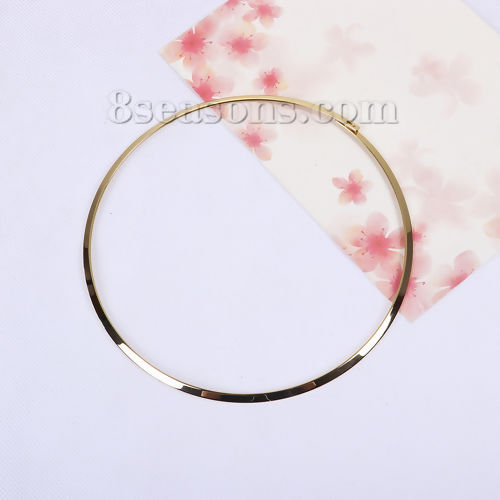 Picture of 304 Stainless Steel Collar Neck Ring Necklace Gold Plated Can Open 45.5cm(17 7/8") long, 1 Piece