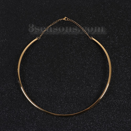 Image de 1 Pièce Collier Tour de Cou en 304 Acier Inoxydable Placage sous Vide Forme de U Doré 48cm long