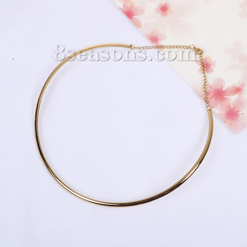 Image de 1 Pièce Collier Tour de Cou en 304 Acier Inoxydable Placage sous Vide Forme de U Doré 48cm long