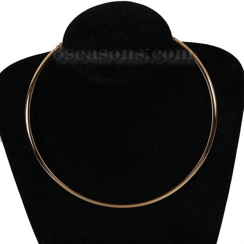 Image de 1 Pièce Collier Tour de Cou en 304 Acier Inoxydable Placage sous Vide Forme de U Doré 48cm long