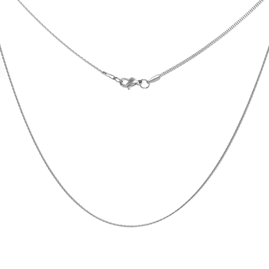 Immagine di 304 Acciaio Inossidabile Collana Tono Argento lunghezza: 46cm , dimensione: 1.7mm 1 Pz