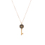 Picture of 304 Stainless Steel Charm Necklace Gold Plated Black Key Flower Enamel 46.5cm(18 2/8") long, 1 Piece
