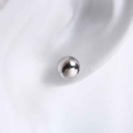 Picture of 304 Stainless Steel Ear Post Stud Earrings Silver Tone Round 12mm( 4/8") x 2mm( 1/8"), Post/ Wire Size: (20 gauge), 1 Pair
