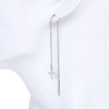 Picture of 304 Stainless Steel Ear Thread Threader Earring Silver Tone Cross Sparkledust 12.7cm(5")long , Post/ Wire Size: (21 gauge) 1 Pair