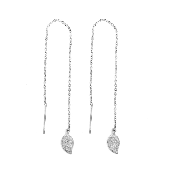 Immagine di 304 Acciaio Inossidabile Catenella a orecchino Tono Argento Foglia Polvere di Stelle 12.5cm lungo Filo Dimensione: (21 misura) 1 Paio