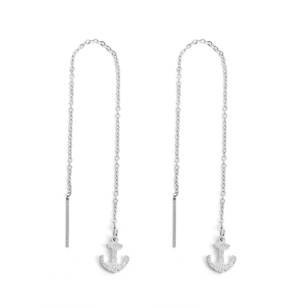 304 Acero Inoxidable Cadena Pendiente Tono de Plata Ancla Polvo Estelar 12.5cmlongitud, Post/ Wire: (21 gauge) 1 Par