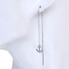Picture of 304 Stainless Steel Ear Thread Threader Earring Silver Tone Anchor Sparkledust 12.5cm(4 7/8")long , Post/ Wire Size: (21 gauge) 1 Pair