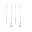 Picture of 304 Stainless Steel Ear Thread Threader Earring Silver Tone Star Moon Sparkledust 12.5cm(4 7/8")long , Post/ Wire Size: (21 gauge) 1 Pair