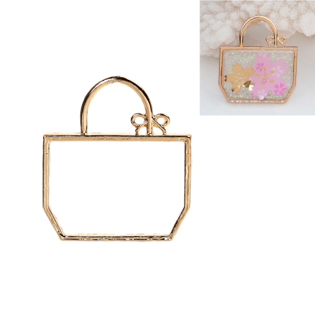 Bild von Zinklegierung Offene Lünette Anhänger für Harz Tasche Vergoldet 33mm x 29mm, 1 Stück